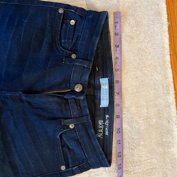 7 for all mankind - high waist skinny jeans in blue black river thames | size 25 - Picture 10 of 11